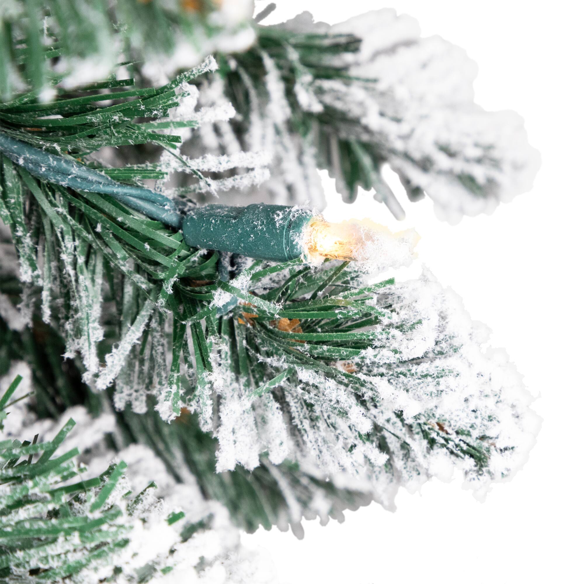 5ft. Pre-Lit Pencil Flocked Alpine Artificial Christmas Tree, Clear Lights